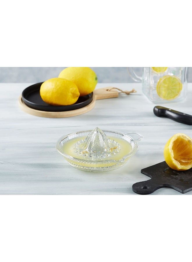 DESTALYA Lemon Squeezer | Citrus Juicer Hand | Crystal Reamer, Manual Extractor with Handle | Pour Spout for Fresh Fruit Juice Lime Orange | Heavyweight Clear Glass - Image 4